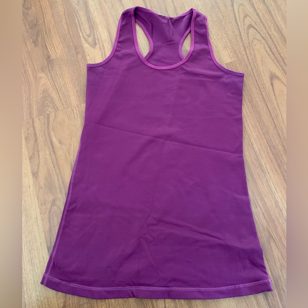 💜LULULEMON plum eggplant bright purple scoop neck long tank top vintage